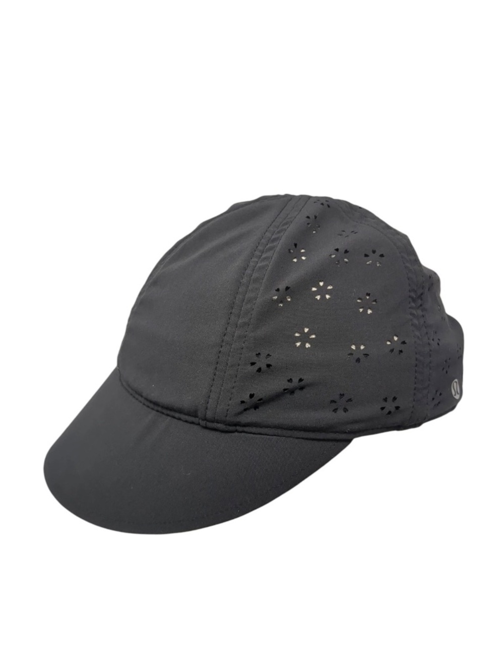 Lululemon Speed Demon Run floral Eyelet Lasercut Cutout Running Hat in Black